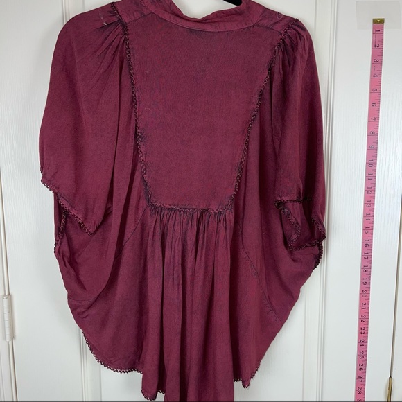 BoHo time short sleeve pirate shirt in dark red color very nice never worn - Picture 3 of 5